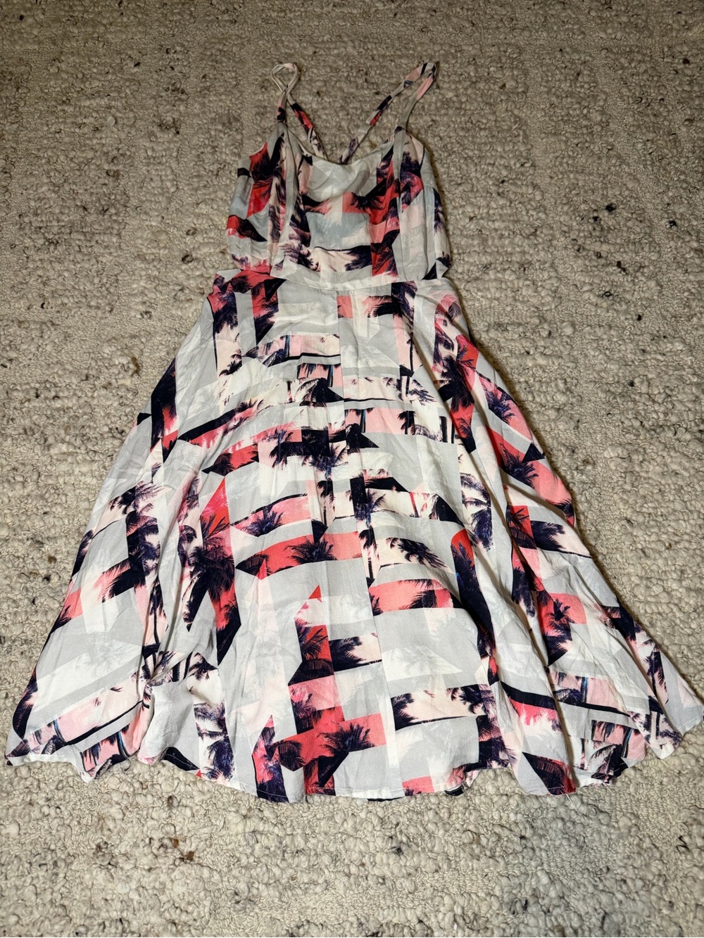 Pink & White Palm Print Sundress
